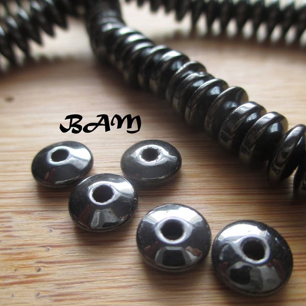 Lot de 5 donuts-rondelles Hématite 8mm