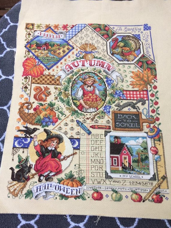 Fall Decor Counted Cross Stitch Sampler Etsy