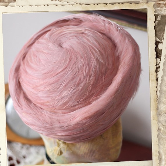 vintage feathered Pillbox hat