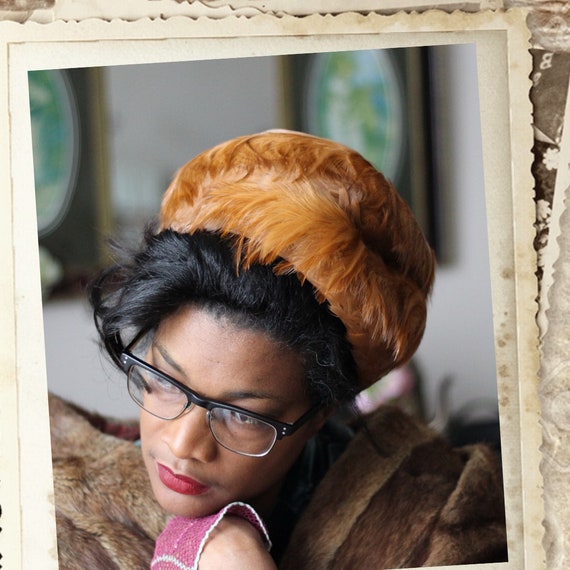 Vintage Feathered Pillbox hat