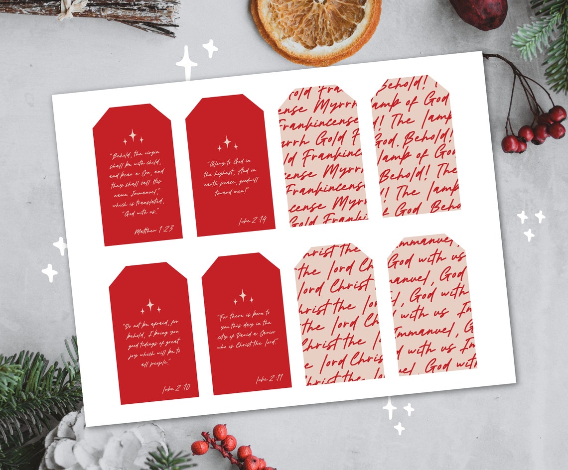 Printable Religious Christmas Gift Tags Bible Versus Holiday Tags ...