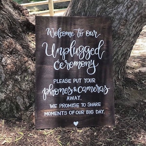 Unplugged Ceremony Wedding and Special Events - Hand Painted Wood Sign