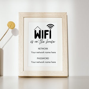 WIFI Password Sign Printable, Wifi Sign, WIFI Password Sign, Editable WiFi Sign Template, 5x7, 8x10, 8.5x11 Editable, Instant Download