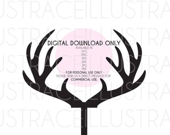 SVG file: Antler Cake Topper - Antlers, Deer, Holiday, Christmas Decor, Vector, Cricut, Silhouette Cut (png, eps, dxf, jpg, jpeg, pdf files)