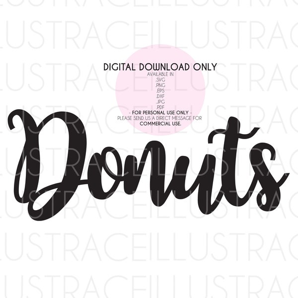 SVG Donut Bar - Donuts, Donuts Party, Donuts Decal, Autocollants, Vinyle, Vector, Cricut, Silhouette Cut (fichiers png, eps, dxf, jpg, jpeg, pdf)