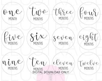 SVG file: 1-12 Months Baby Monthly Milestones - Shapes, Decor, Vector, Cricut, Silhouette Cut ( + png, eps, dxf, jpg, jpeg, pdf files)