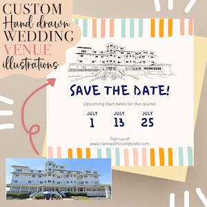 Hand Drawn Wedding Venue Illustration, Custom Drawing from Photo, Hand Drawn Venue Sketch, Wedding Venue Drawing, Wedding Drawing
