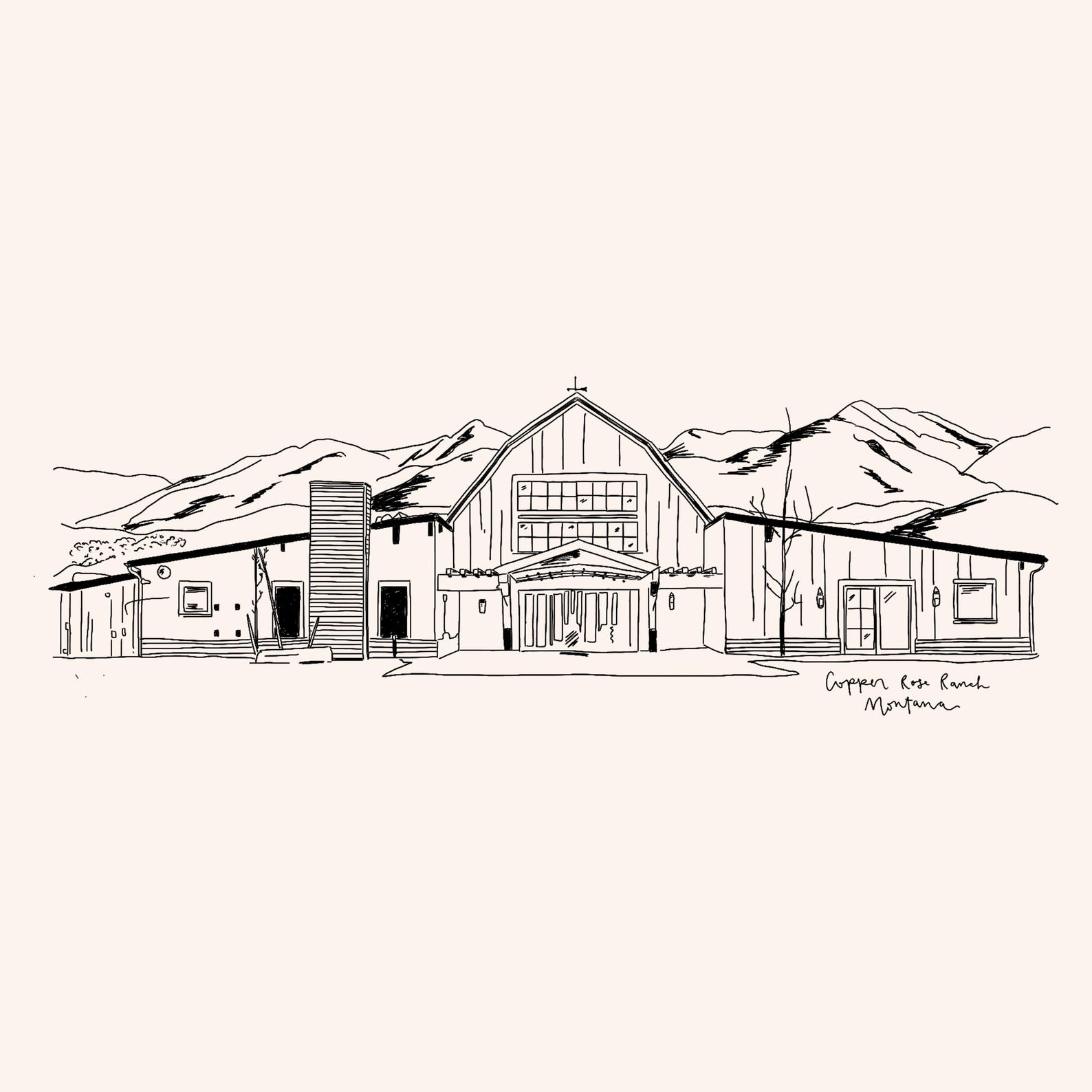 Hand Drawn Wedding Venue Illustration, Custom Drawing From Photo, Hand ...