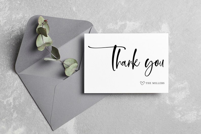 Minimalist Thank You Card Template, Simple Modern Design (digital ...