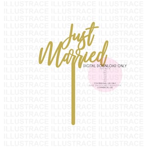 Just Married SVG Cake Topper - Hochzeitsvorlage, Vektor, Cricut, Silhouette Schnitt-Datei (png, eps, dxf, jpg, jpeg, pdf Dateien)