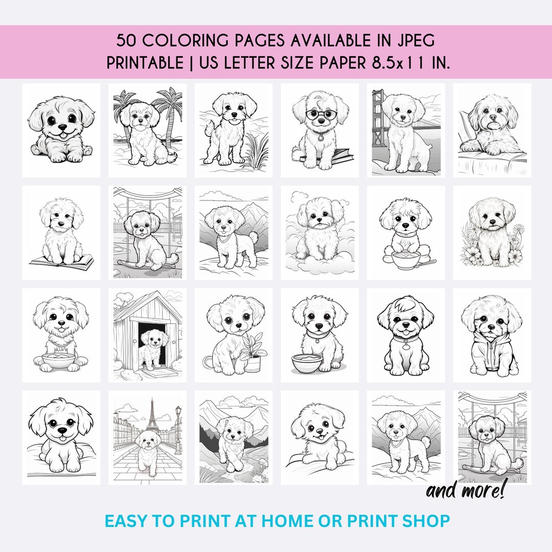 50 Maltipoo Coloring Pages Maltipoo Coloring Book Coloring Etsy