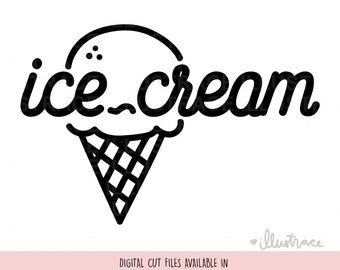 アイスクリームSVG – デザートカットファイル、Cricut & Silhouette（デジタルダウンロード）