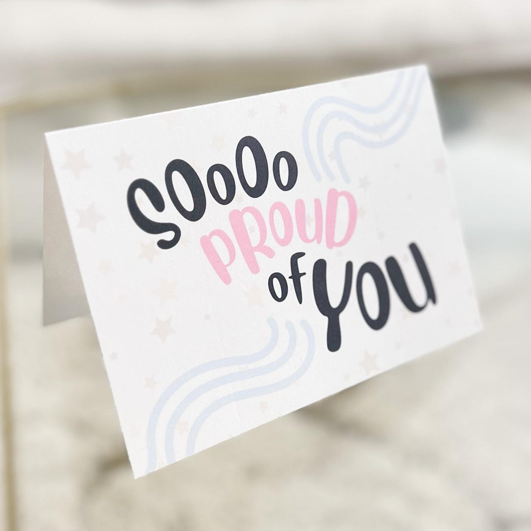 Minimalistic Graduation Card, so Proud of You Card, Work Promotion Card ...