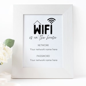 WIFI Password Sign Printable, Wifi Sign, WIFI Password Sign, Editable WiFi Sign Template, 5x7, 8x10, 8.5x11 Editable, Instant Download