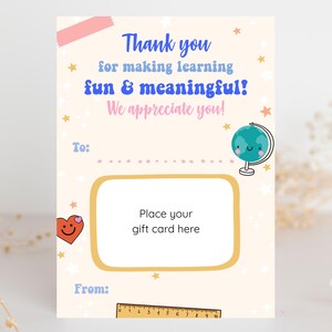 Support de carte-cadeau pour enseignant, Carte-cadeau de remerciement pour enseignant, Carte-cadeau pour enseignant, Carte-cadeau pour la Semaine d'appréciation des enseignants, Porte-carte-cadeau