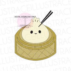 Bolinho de massa SVG, Bolinho de massa em uma cesta de vapor, Bolinho de sopa, Xiao Long Bao svg, Bolinho de massa kawaii svg, Clipart de bolinho de massa, Chá de bebê de bolinho de massa