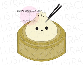 Kawaii Dumpling SVG, Xiao Long Bao Clipart (Digital Download)