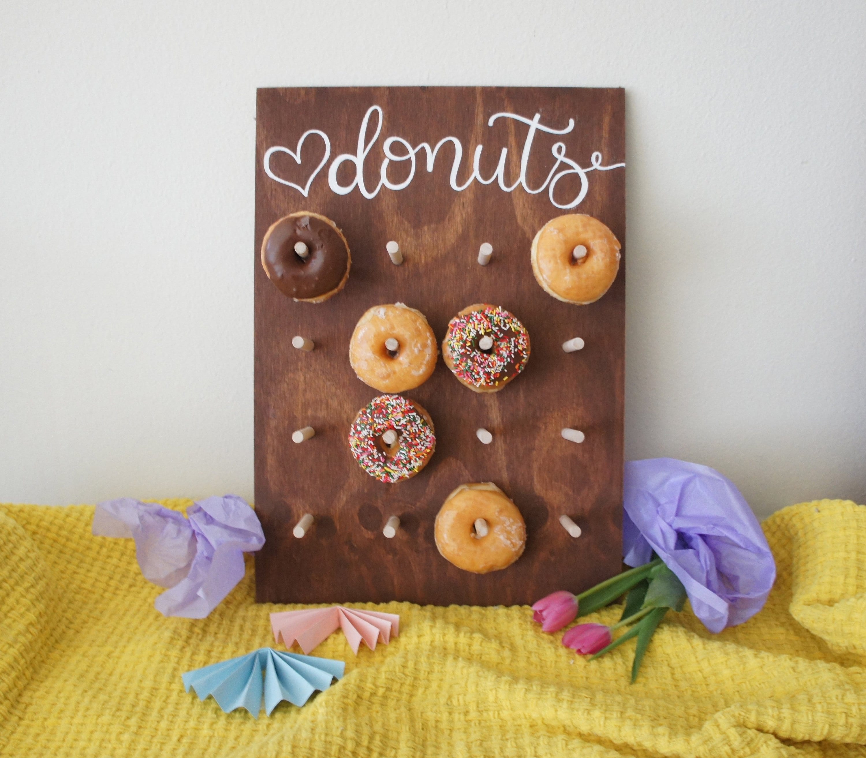 Personalized Donut Wall Display, Wedding Dessert Board (Holds 32 Personalized Donut Wall Display, Wedding Dessert Board (Holds 32