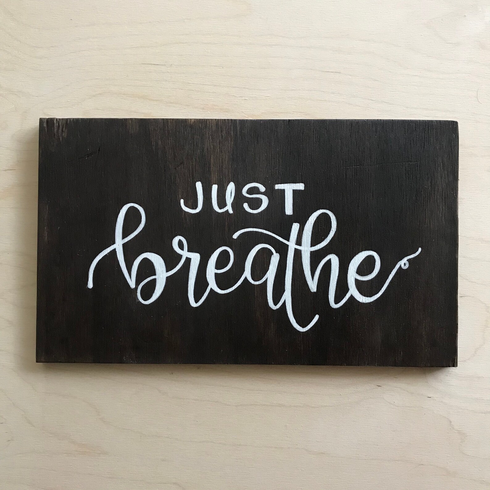 Just Breathe Hand Painted Wood Sign Self Care Home Room Etsy