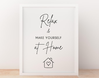Airbnb-värdskylt, Airbnb-välkomstskylt, Varmt välkomstskylt, Koppla av och känn dig som hemma, Airbnb-skylt, Airbnb-värdskylt, Airbnb-gästskylt
