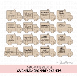 SVG Datei Weihnachten Lieferwagen Urlaub Ornament - Lieferfahrer, Geschenkanhänger, Cricut, Silhouette Schnitt (png, eps, dxf, jpg, jpeg, pdf)