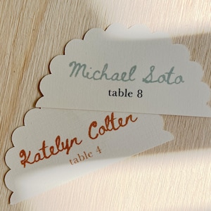 Whimsical Wedding Guest Name Place Card, Guest Name Card, Custom Wedding Place Card, Custom Place Card, Scalloped Name Place Card