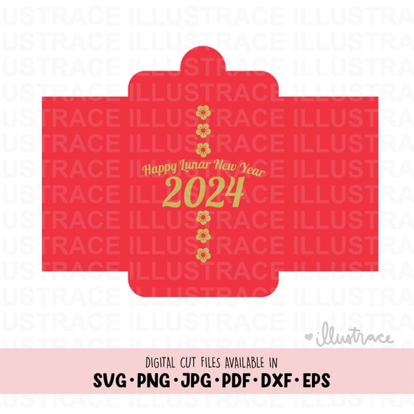 Lunar New Year 2024 - Lunar New Year Card, Lunar New Year Envelope, Chinese New Year 2024, Year of the Dragon svg, Red Envelope Template