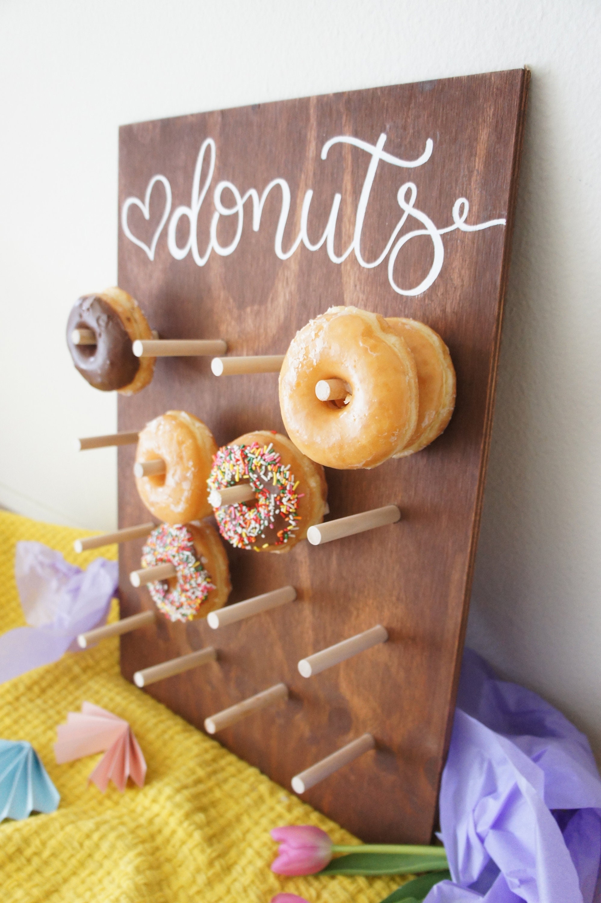 1pcs Wooden DIY Wall Display alzatine per dolci Craft Donut Stand soporte  donuts Candy dessert stand