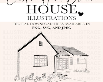 House Illustration, Custom House Drawing from Photo, Hand Drawn House Sketch, Hand Drawn House Drawing, Housewarming Gift for Friend