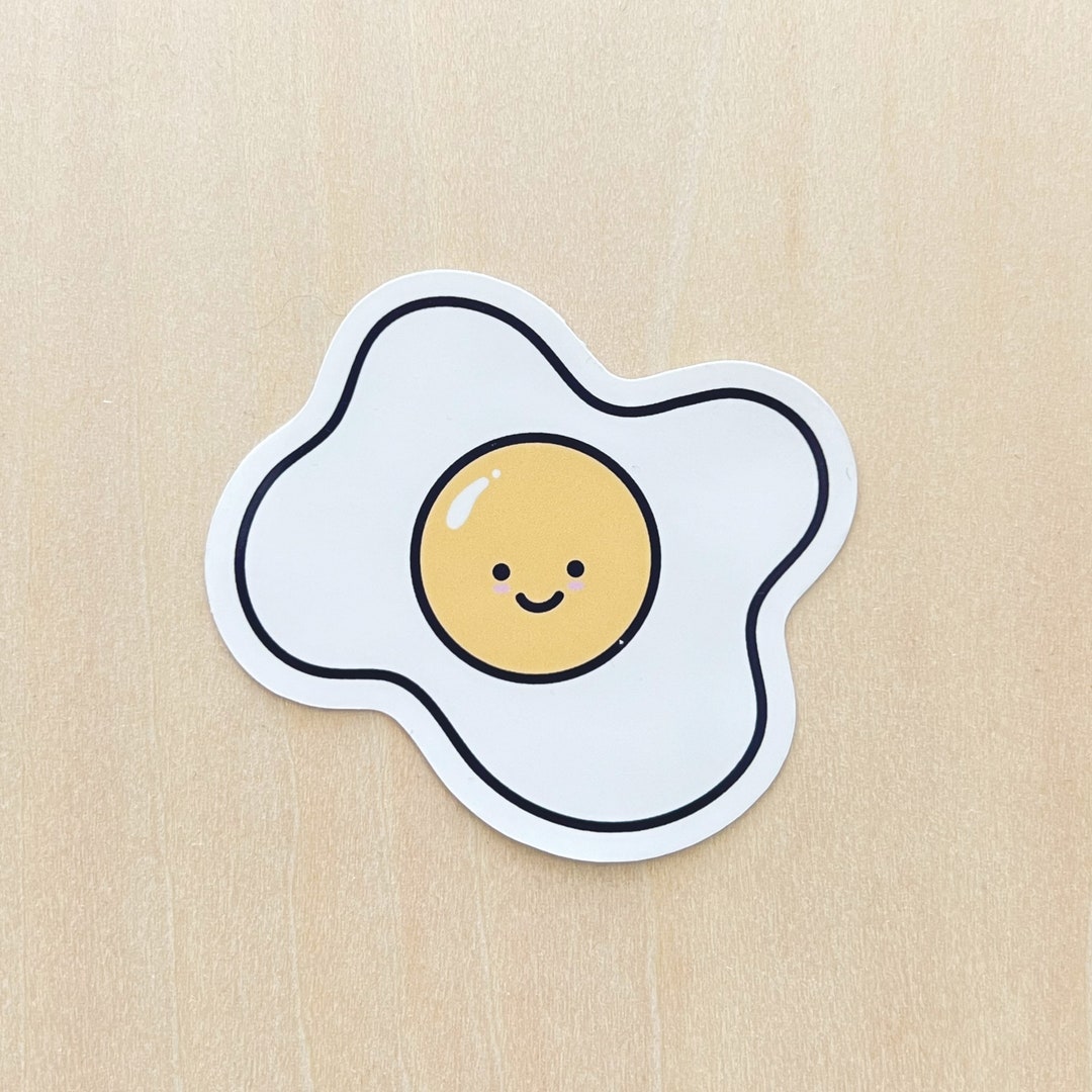 Cute Egg Sticker - Sunny Side up Egg Sticker, Happy Egg Sticker, Egg ...