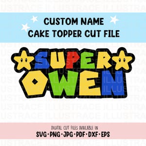 Super. Mario Party Cake Topper - 1e verjaardagstaart topper, videogame verjaardagsfeestje, gamer's 1e verjaardag, game thema verjaardag