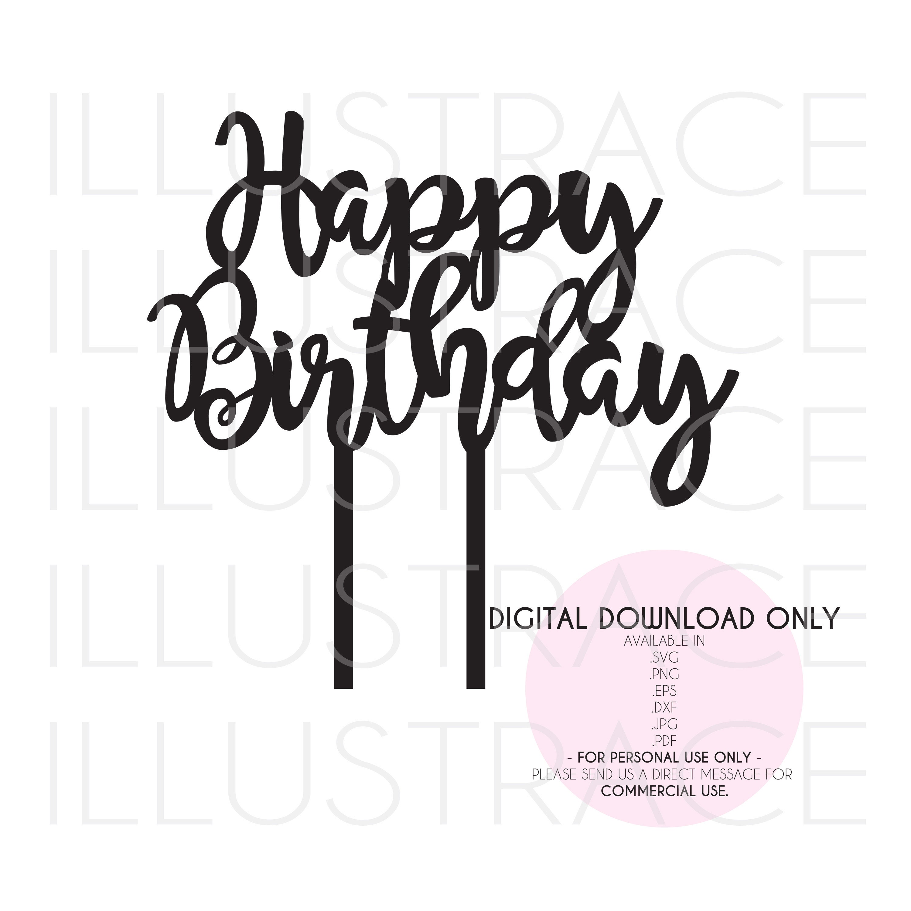 SVG file Happy Birthday Cake Topper Shapes, Decor, Vector, Cricut