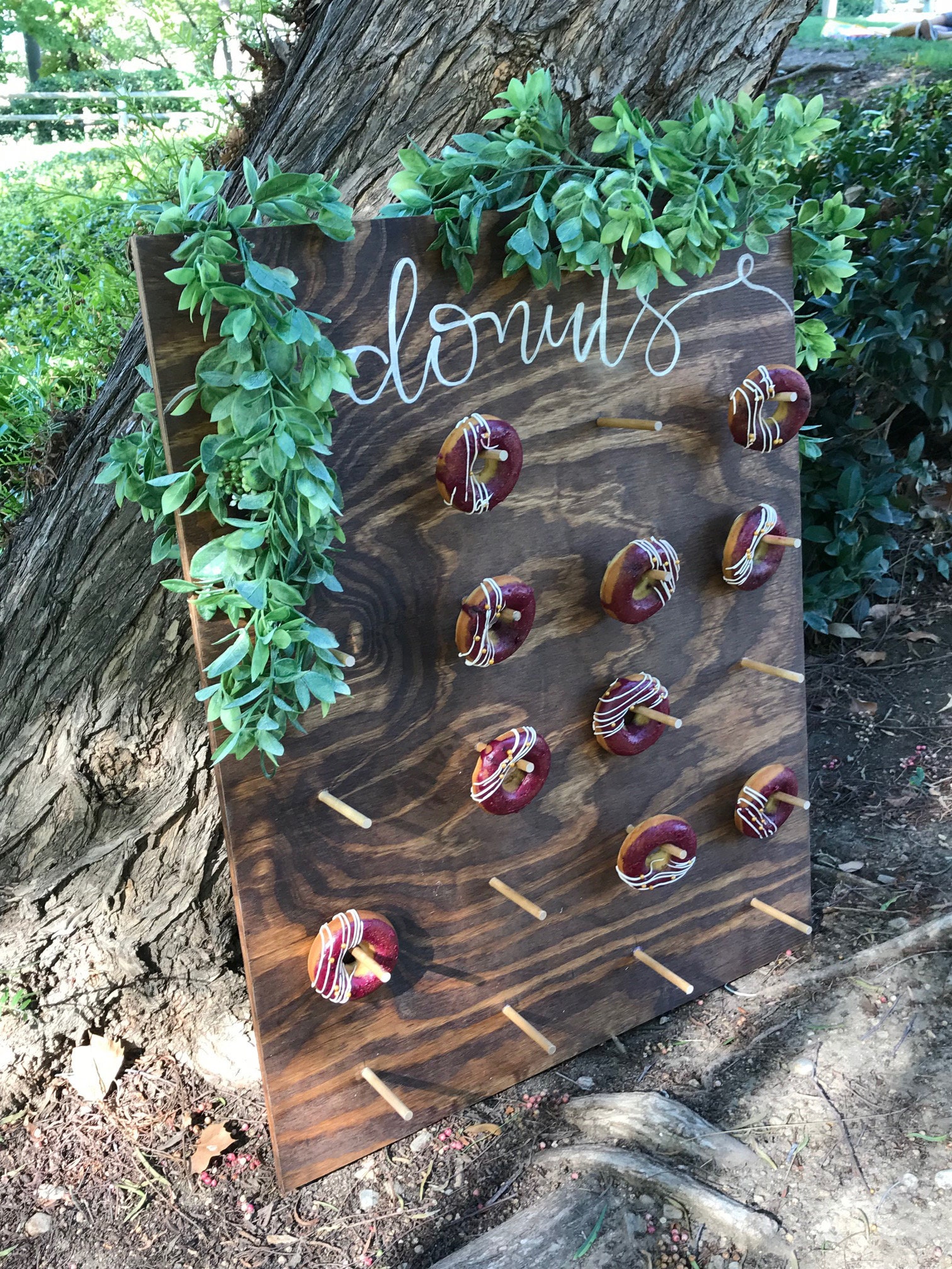 Holz Donut Wand Display – 2-teilig, Rechteckig & Sechseckig, Aus Pappelholz, Für Hochzeit, Café, Party
