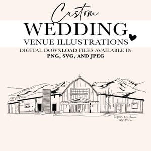 Hand Drawn Wedding Venue Illustration, Custom Drawing from Photo, Hand Drawn Venue Sketch, Wedding Venue Drawing, Wedding Drawing