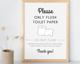 Flush Only Toilet Paper, Do Not Flush Sign, Vacation Rental Printable Sign, Airbnb Toilet Sign, Airbnb Bathroom Sign, Office Septic System