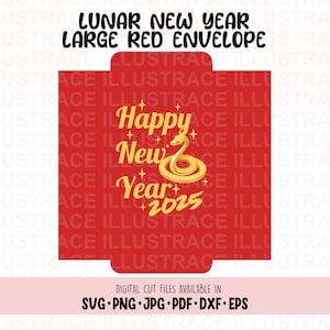 Modèle d'enveloppe rouge nouvel an lunaire - carte de nouvel an lunaire, enveloppe rouge nouvel an lunaire, nouvel an chinois, année du serpent, 2025