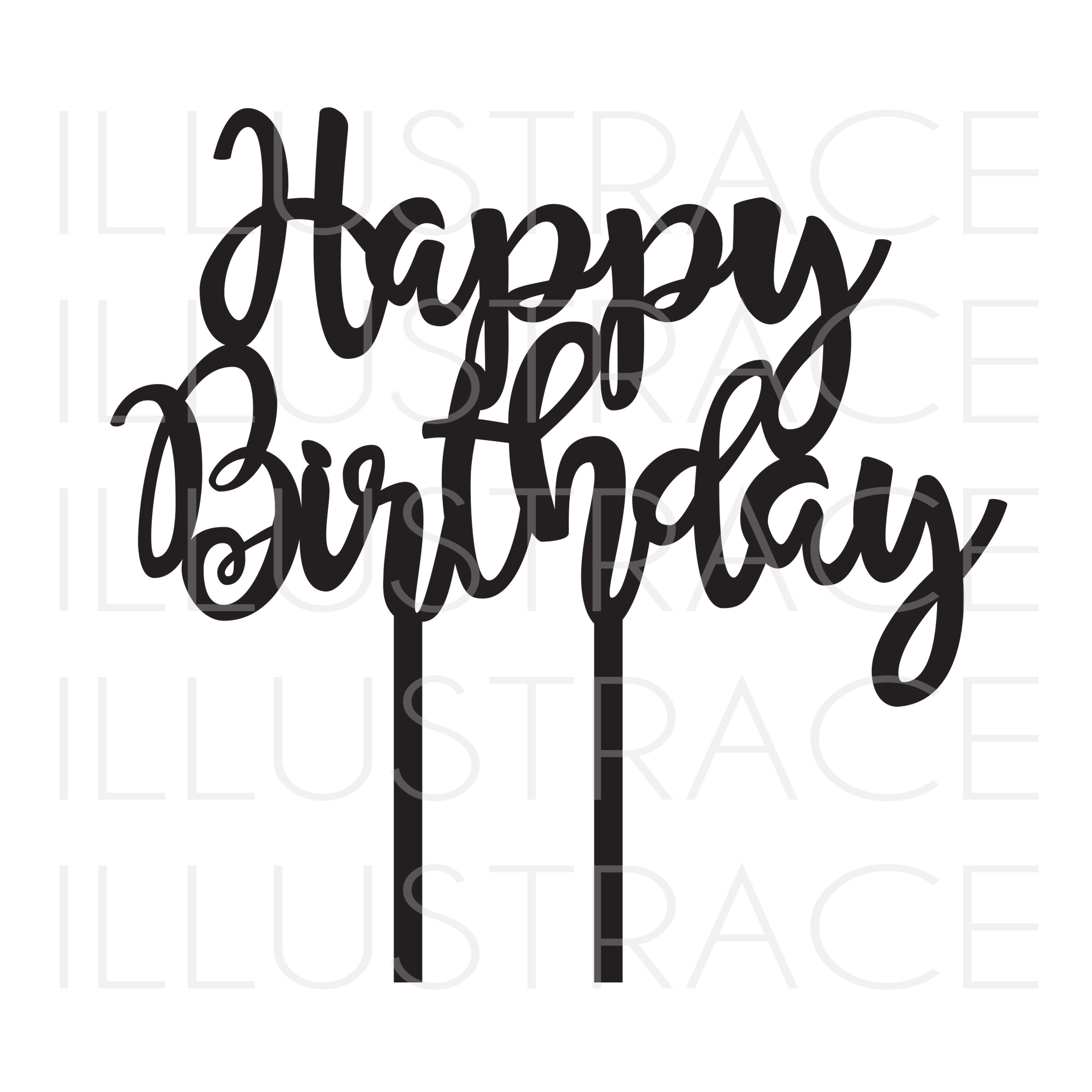 SVG file Happy Birthday Cake Topper Shapes, Decor, Vector, Cricut