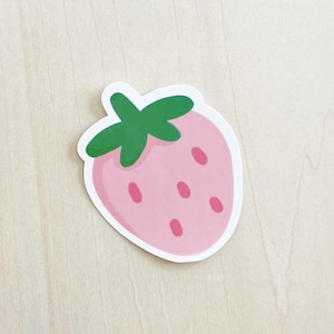 Strawberry Sticker for Water Bottle, Tumbler, Laptop sticker, Sticker for Kids water bottle, Cute Strawberry, Fruit sticker, Pink Strawberry