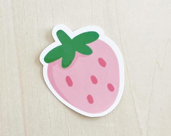 Strawberry Sticker for Water Bottle, Tumbler, Laptop sticker, Sticker for Kids water bottle, Cute Strawberry, Fruit sticker, Pink Strawberry