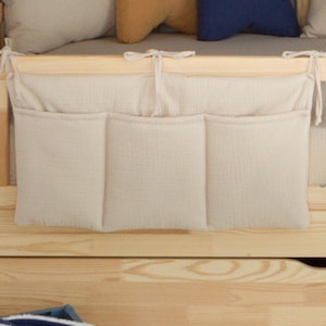 Muslin Cotton Bed Organizer| Organizer For Toys|Pacifier and Comforter Storage|Crib Organizer|Baby Room Storage|
