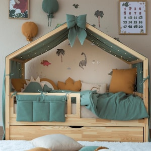 Muslin Canopy | Toddler Bed Canopy | Playroom Decor | Reading Nook Canopy | Dino Bed Canopy | Baby Bed Canopy | Kids Bed Curtains