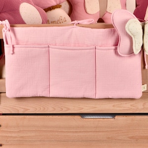 Muslin Cotton Bed Organizer| Organizer For Toys|Pacifier and Comforter Storage|Crib Organizer|Baby Room Storage|