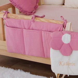 Muslin Cotton Bed Organizer| Organizer For Toys|Pacifier and Comforter Storage|Crib Organizer|Baby Room Storage|