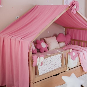 Muslin Canopy | Toddler Bed Canopy | Playroom Decor | Reading Nook Canopy | Flower Bed Canopy | Baby Bed Canopy | Kids Bed Curtains