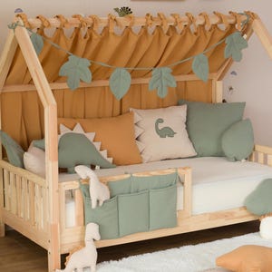 Muslin Canopy | Toddler Bed Canopy | Playroom Decor | Reading Nook Canopy | Dino Bed Canopy | Baby Bed Canopy | Kids Bed Curtains