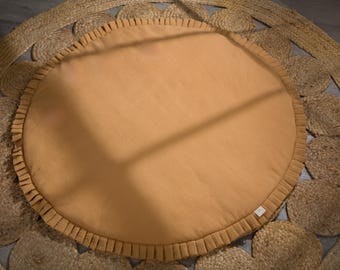 Tapis de jeu en mousseline pour bébé | Tapis d'éveil rond en coton, sur le ventre