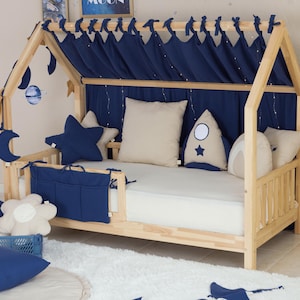 Muslin Canopy | Toddler Bed Canopy | Playroom Decor | Reading Nook Canopy | Space Bed Canopy | Baby Bed Canopy | Kids Bed Curtains