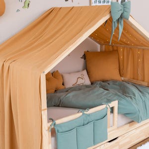 Muslin Canopy | Toddler Bed Canopy | Playroom Decor | Reading Nook Canopy | Dino Bed Canopy | Baby Bed Canopy | Kids Bed Curtains