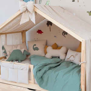 Muslin Canopy | Toddler Bed Canopy | Playroom Decor | Reading Nook Canopy | Dino Bed Canopy | Baby Bed Canopy | Kids Bed Curtains