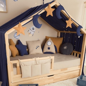 Muslin Canopy | Toddler Bed Canopy | Playroom Decor | Reading Nook Canopy | Space Bed Canopy | Baby Bed Canopy | Kids Bed Curtains